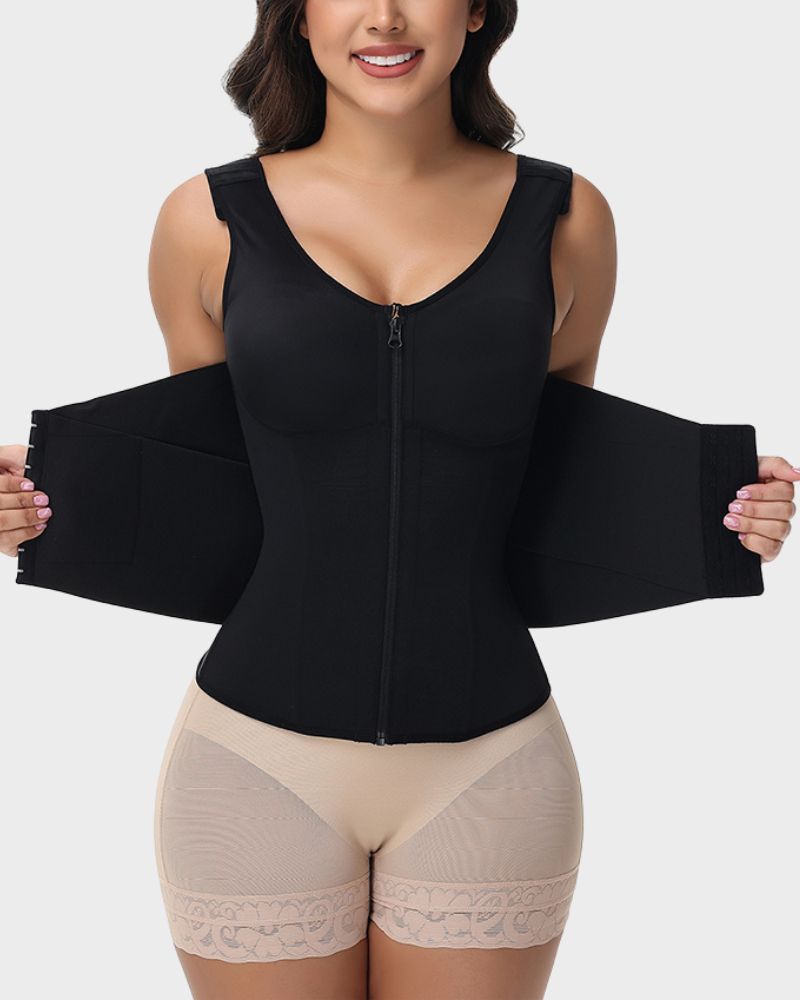 Gilet stringivita a doppia compressione con reggiseno integrato