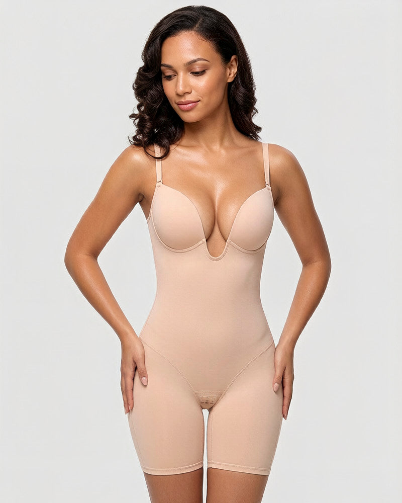 Body modellante senza spalline con scollo a U e reggiseno integrato