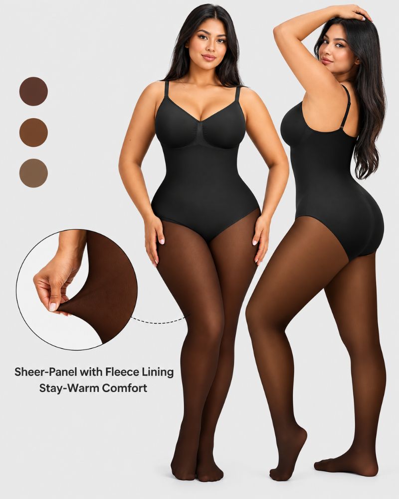 Body collant felpato effetto velato con controllo pancia