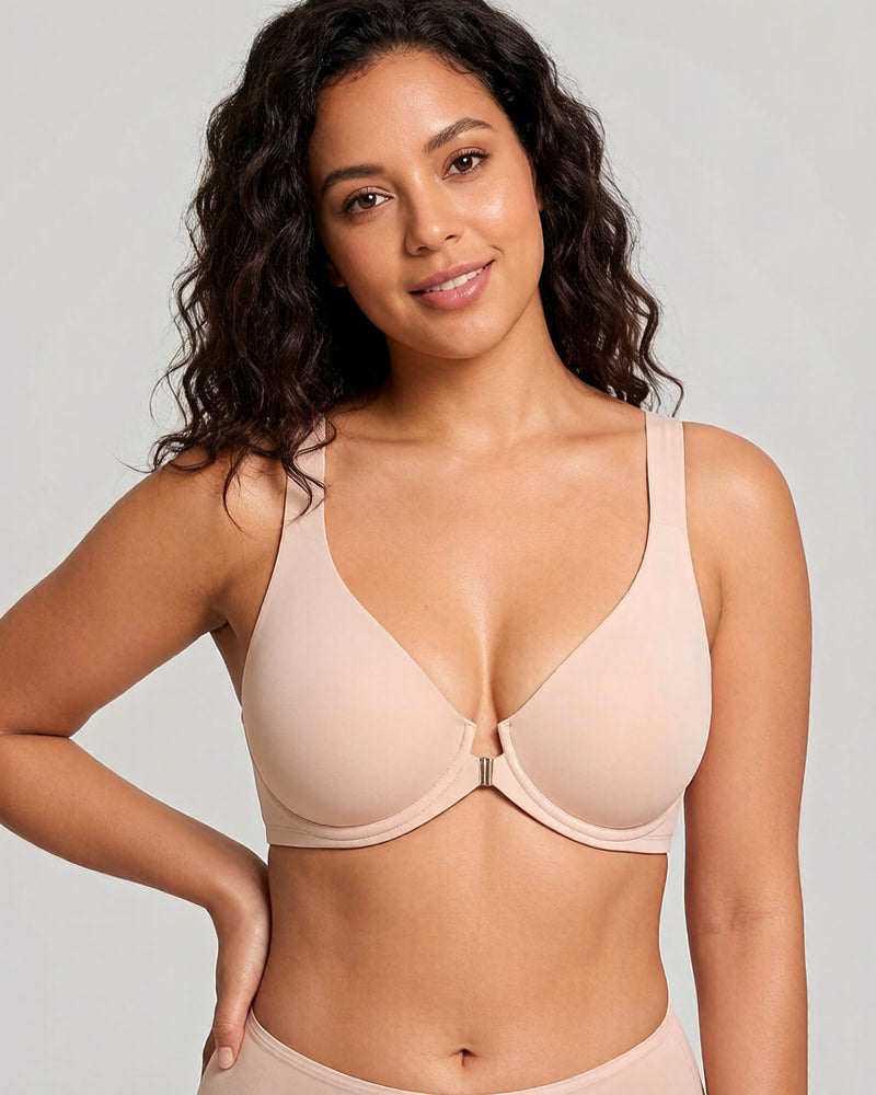 Reggiseno posturale scollato con ferretto e chiusura frontale non imbottito