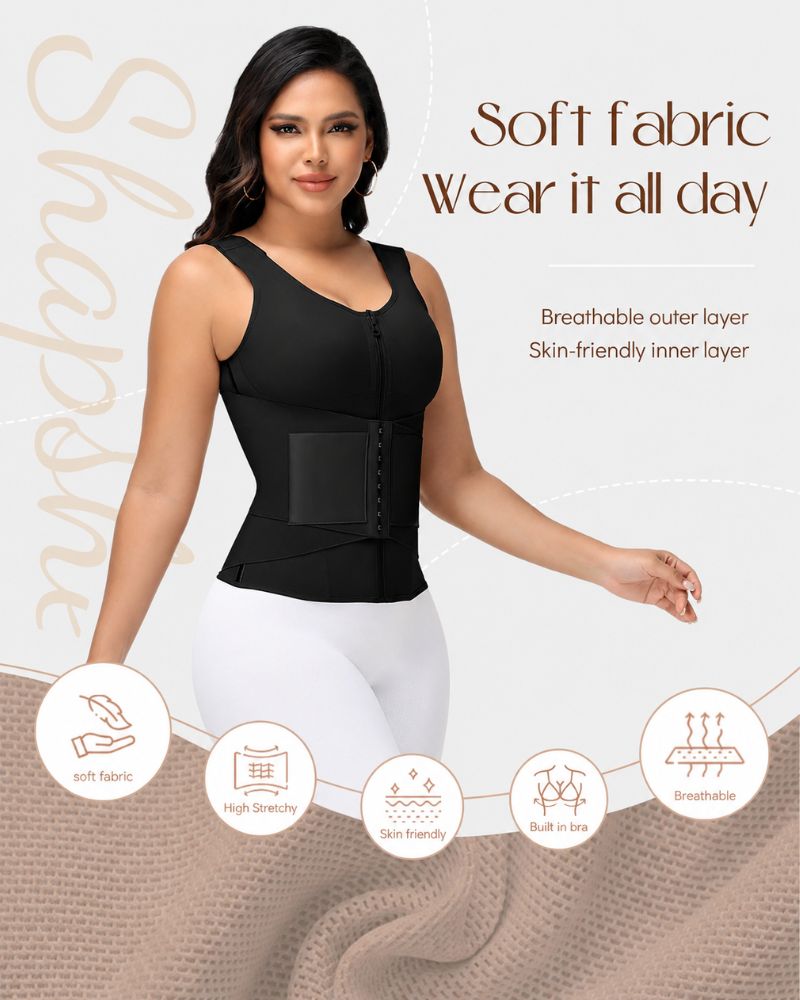 Gilet stringivita a doppia compressione con reggiseno integrato