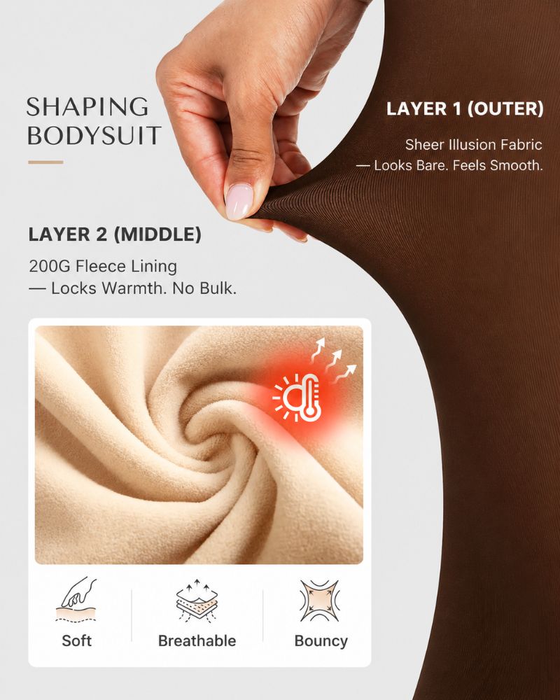 Body collant felpato effetto velato con controllo pancia
