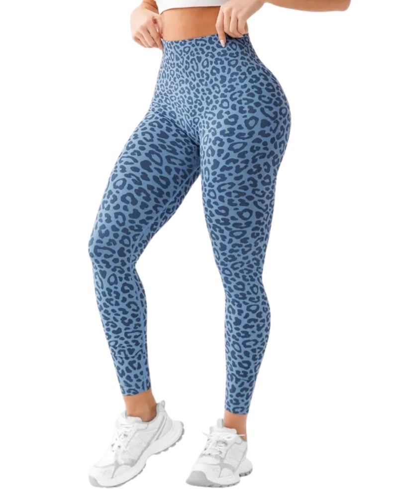 Blu leopardato Leggings