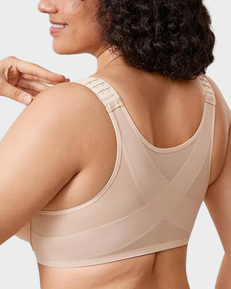 Reggiseno posturale scollato con ferretto e chiusura frontale non imbottito