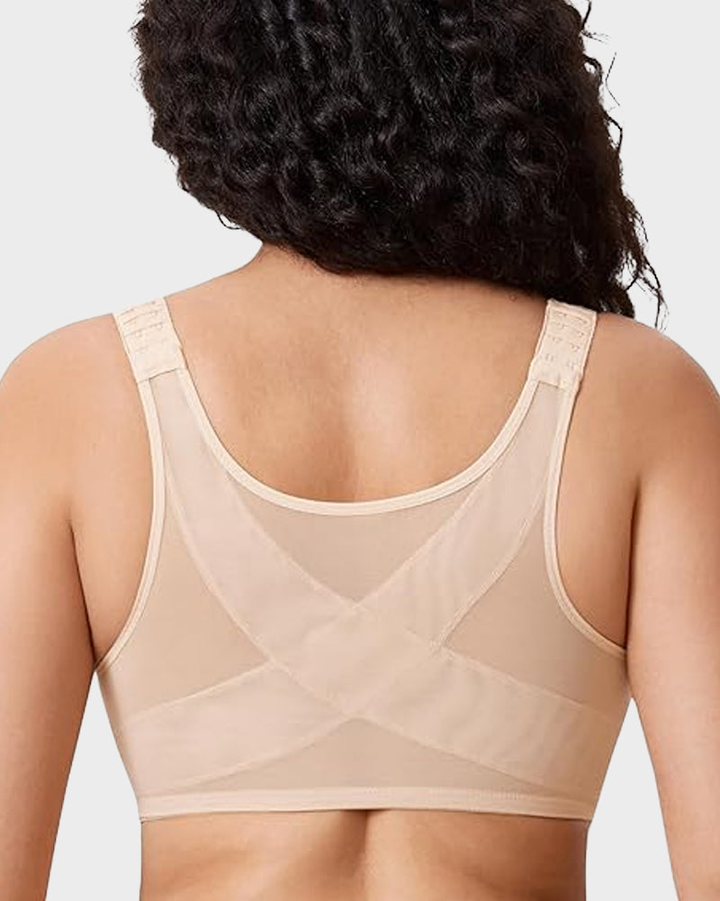 Reggiseno posturale scollato con ferretto e chiusura frontale non imbottito