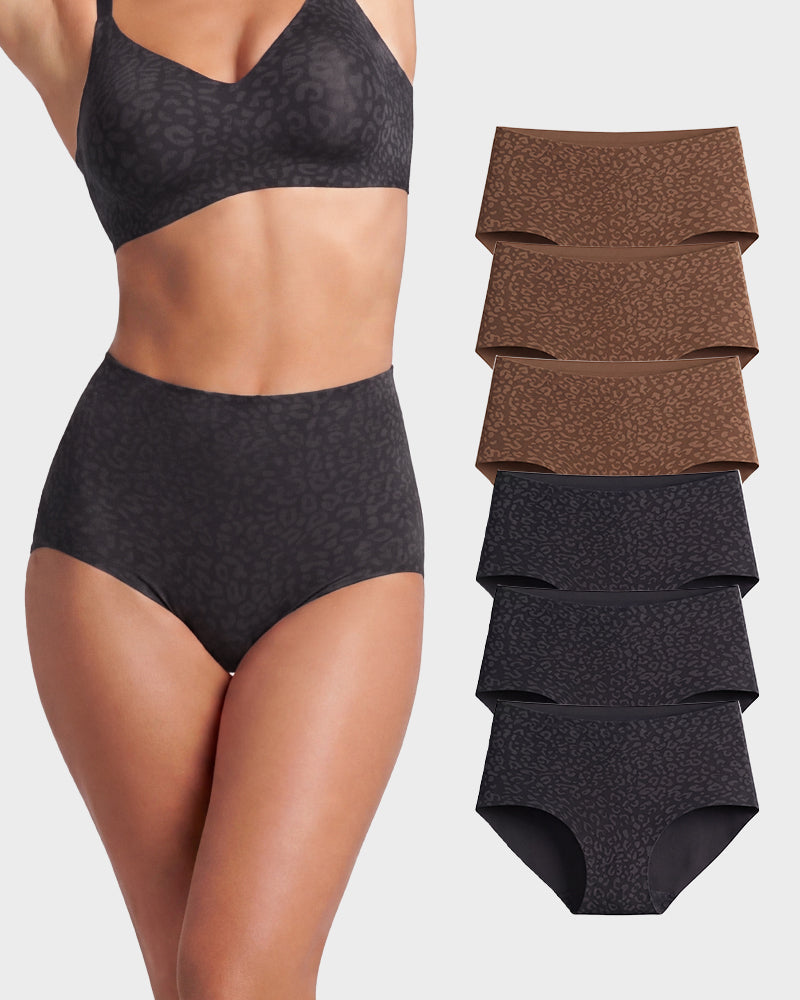 Slip modellanti leopardati senza cuciture a vita alta – confezione da 6