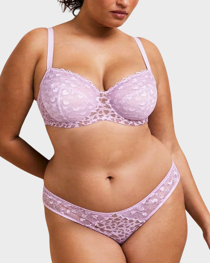 Slip in rete trasparente con pizzo leopardato a cuori