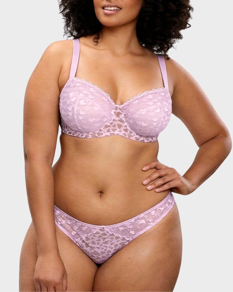 Slip in rete trasparente con pizzo leopardato a cuori