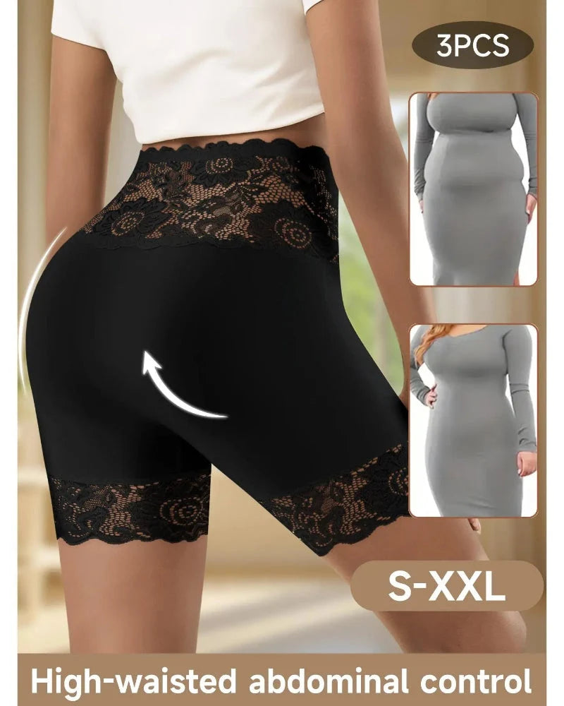 Pantaloncini modellanti a vita alta in pizzo con controllo pancia