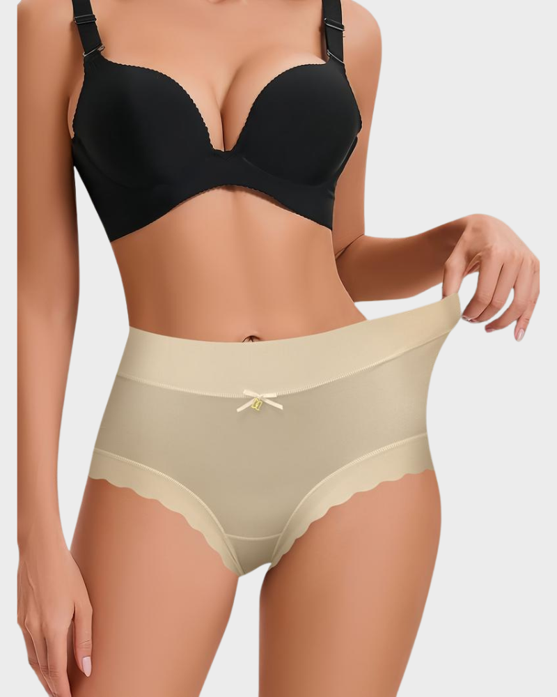 Slip senza cuciture a vita alta effetto seta con bordo smerlato – confezione da 6