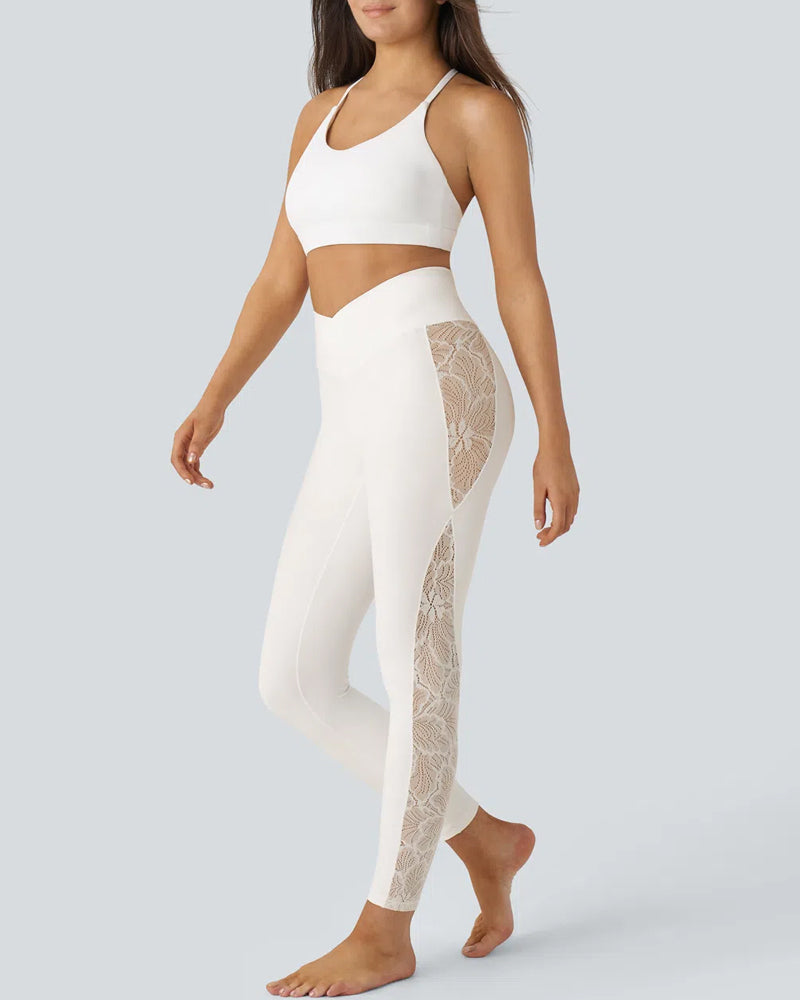 Leggings in pizzo push-up a vita alta con controllo pancia