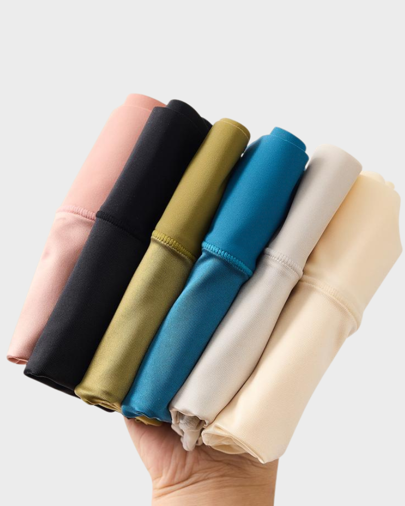Slip senza cuciture a vita alta effetto seta con bordo smerlato – confezione da 6