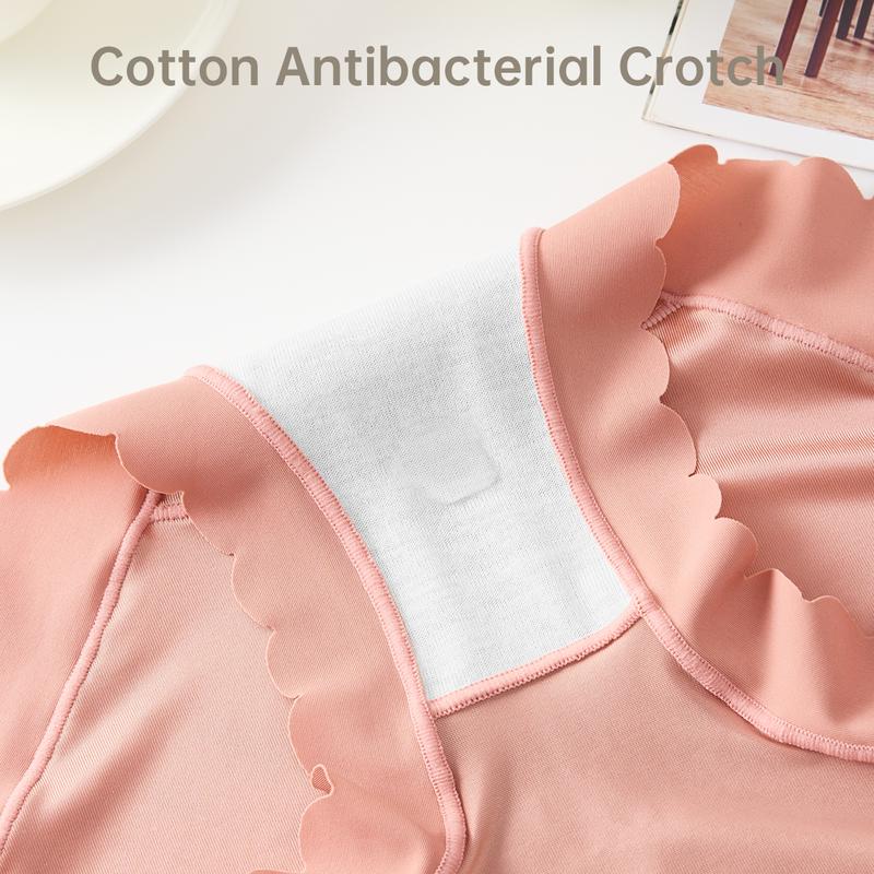Slip senza cuciture a vita alta effetto seta con bordo smerlato – confezione da 6