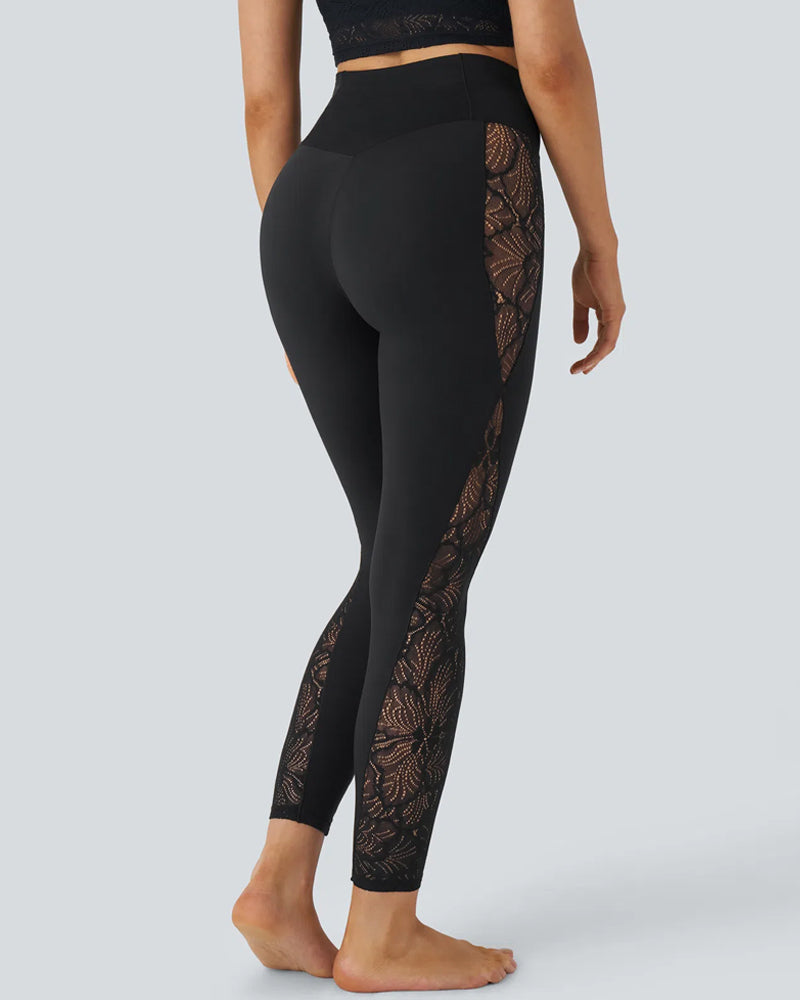 Leggings in pizzo push-up a vita alta con controllo pancia