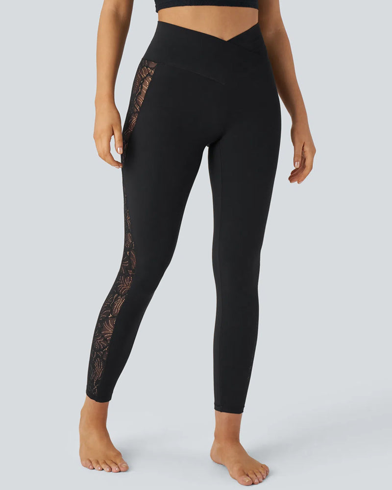Leggings in pizzo push-up a vita alta con controllo pancia