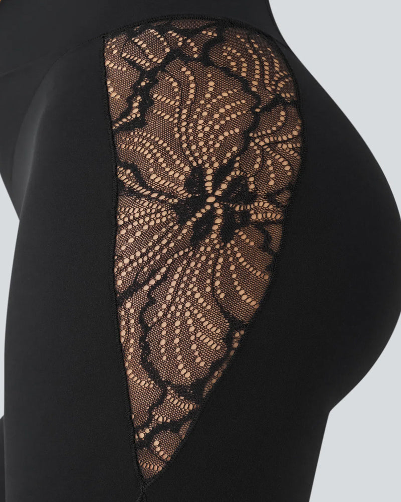 Leggings in pizzo push-up a vita alta con controllo pancia