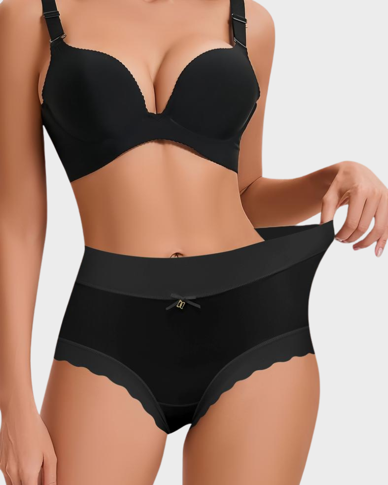 Slip senza cuciture a vita alta effetto seta con bordo smerlato – confezione da 6